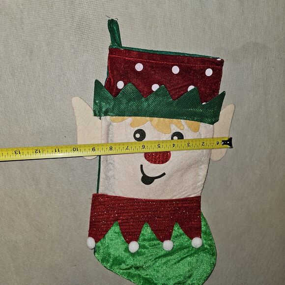 Elf Santa's Helper Handmade Felt Christmas Stocking Holiday Decor Never Used - Picture 3 of 5